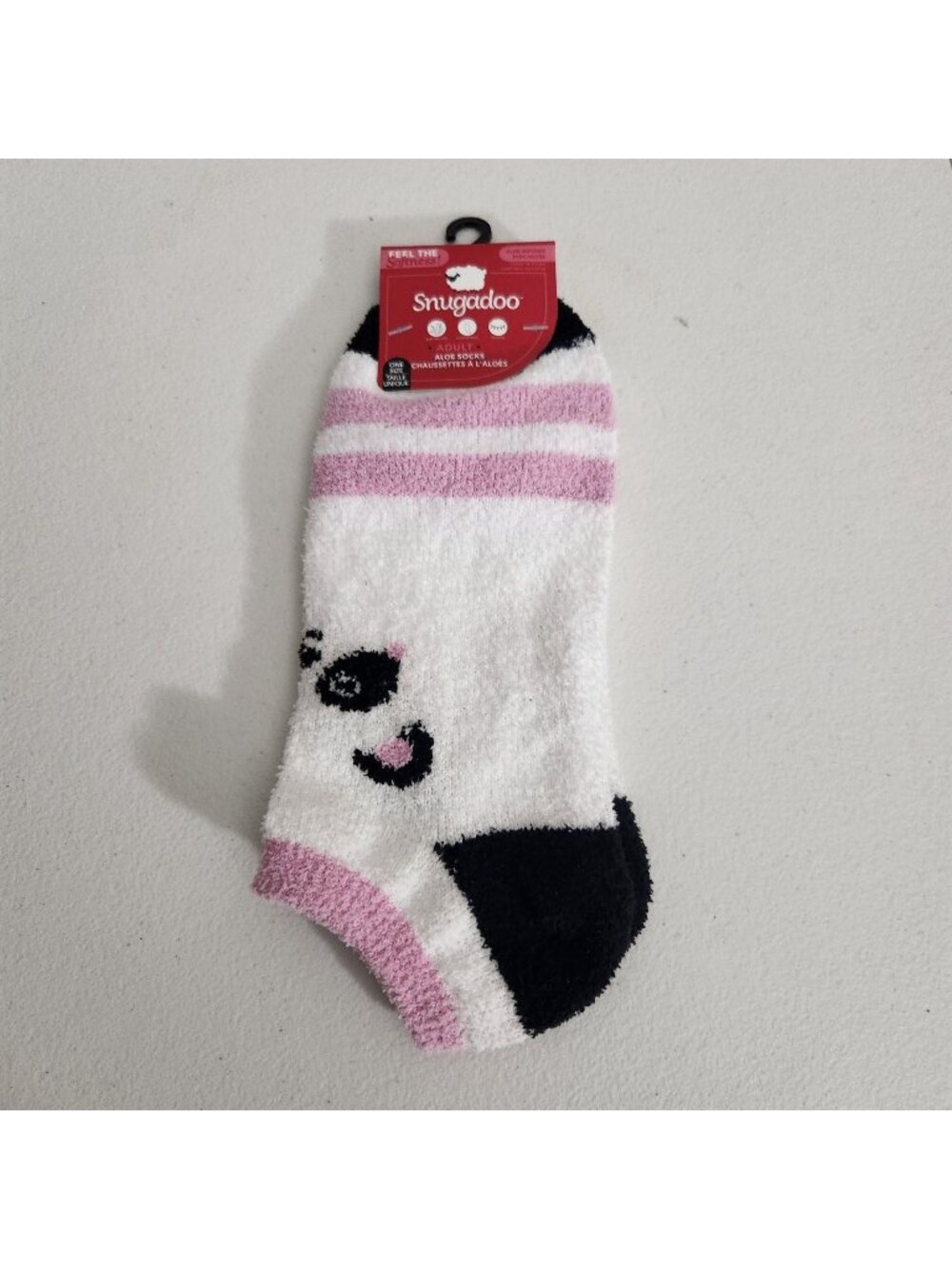 Snugadoo Womens Fuzzy Crew Socks One Size White Panda Striped Plush Cozy